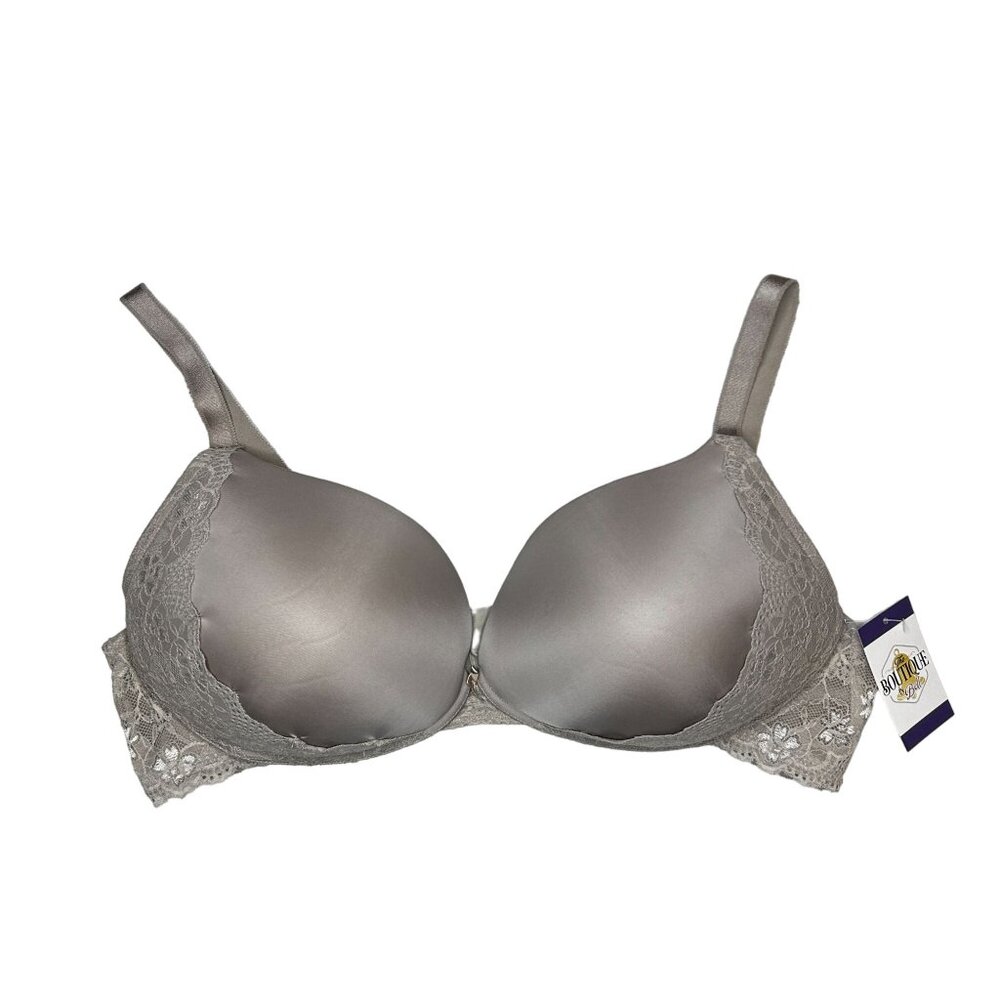Torrid Curves 48D Gray Bra Lace Accent Lightly Lined Bow Plus Size Intimates